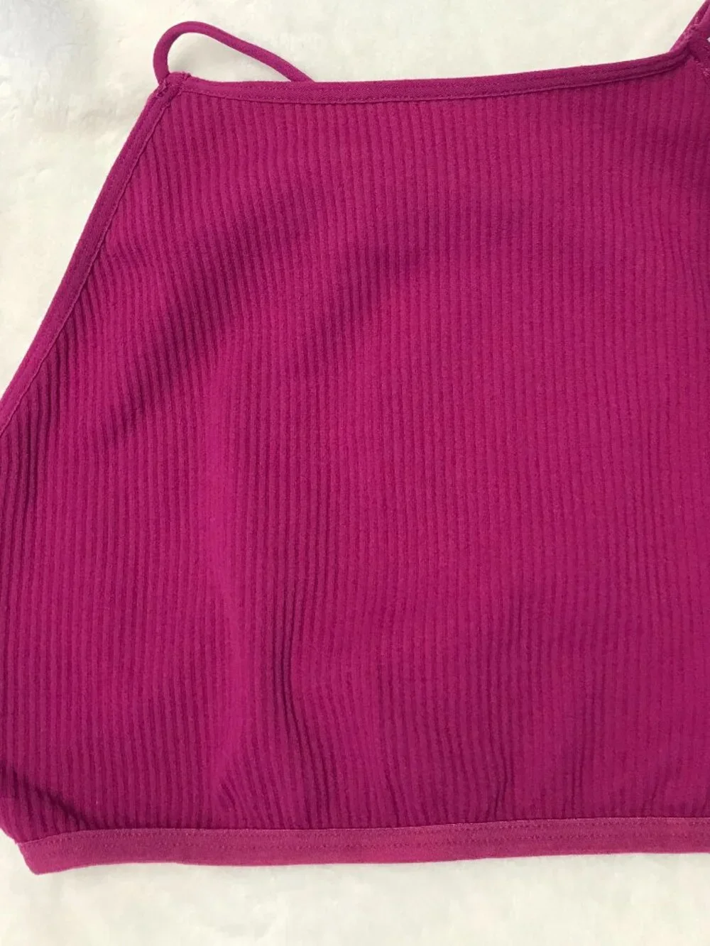Free People Intimately High Neck Strappy Back Bralette M/L Magenta